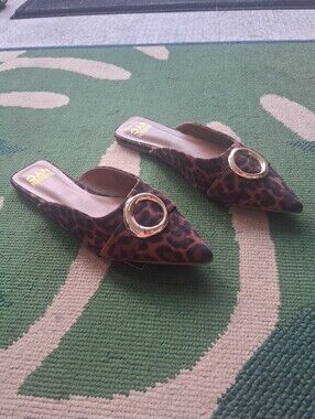 Madden NYC Leopard-Print Pointed Toe Mule with Gold Ring